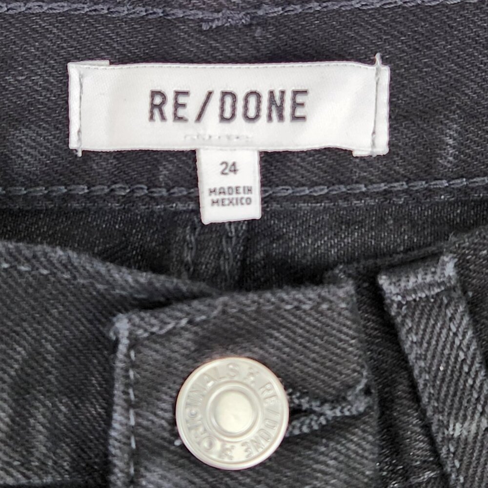 RE/DONE 70s Low Rise Bell Bottom Jeans Size 24 Black Mega Flare NWT - Picture 2 of 12